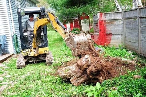 what size mini excavator for stump removal|excavator size for land clearing.